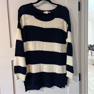 Navy and Ecru NWOT Cable Sweater